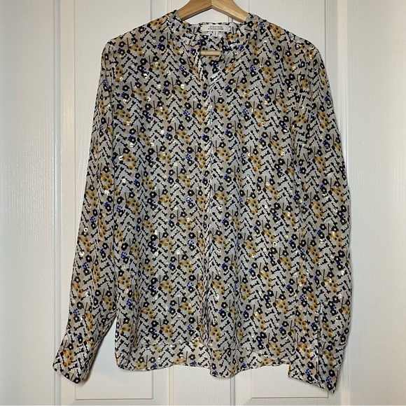 Dorothee Schumacher Silk Floral Button Down Blouse Long Sleeve Shirt 2 Small S - Picture 1 of 13